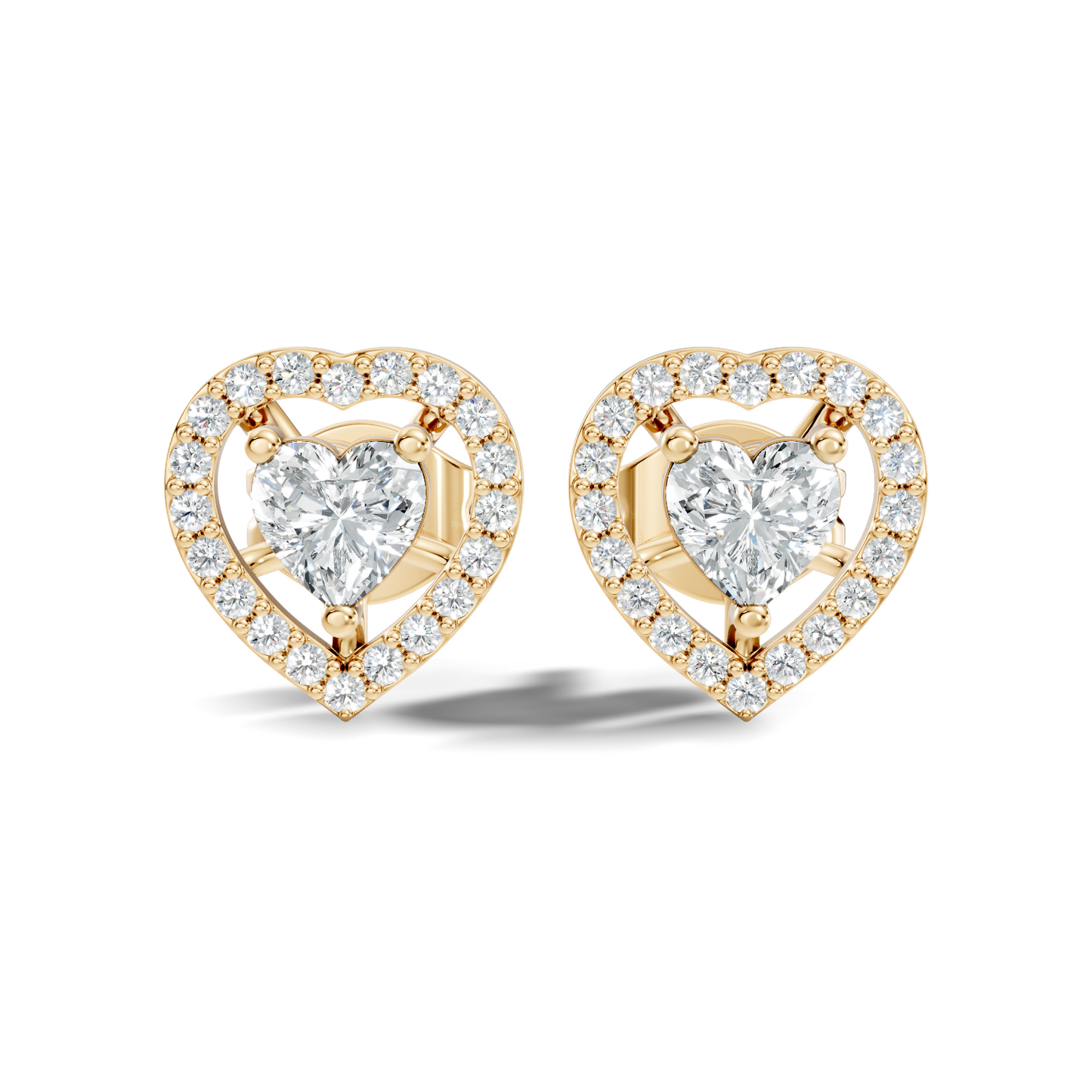 Round & Heart Shape Lab Grown Diamond 10k Solid Rose Gold Unique Diamond Earrings Anniversary Gift For Women