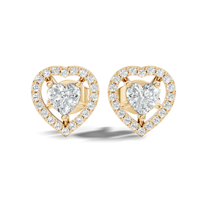 Round & Heart Shape Lab Grown Diamond 10k Solid Rose Gold Unique Diamond Earrings Anniversary Gift For Women