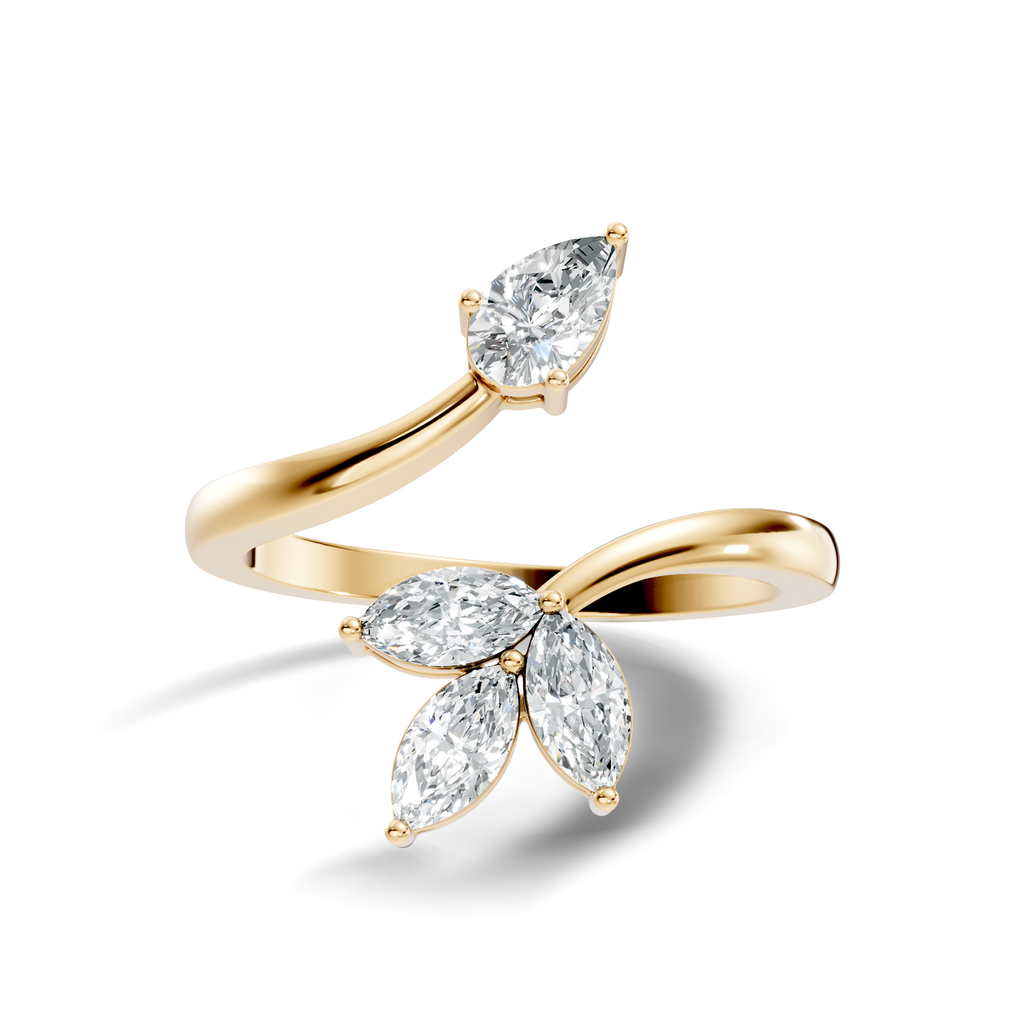 Marquise and Pear Cut Lab Grown Diamond Unique Delicate Vintage Bypass Dainty Party Wear Ring For Women's