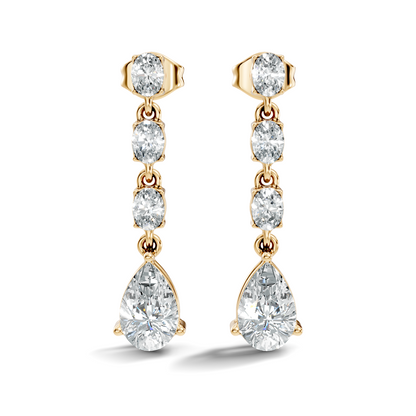 Pear And Oval Cut Lab Grown Diamond Circle Shape Antique Delicate Prong Set Bridesmaid Dangle  Earring Gift For Women's