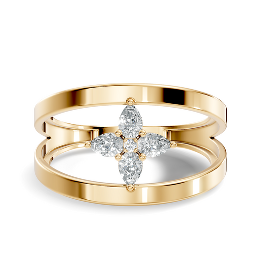 Round and Pear Cut White Colorless Diamond Unique vintage Classic Dainty Party Wear Ring For Women's