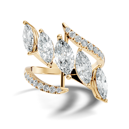 2.17Ct Round and Marquise Cut High Quality Diamond Antique Minimalist Statement Vintage Ring For Women's