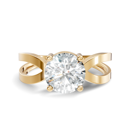 10K Solid Yellow Gold Round Cut Lab Grown Diamond Antique Solitaire Dainty Cluster Engagement  Ring For Her