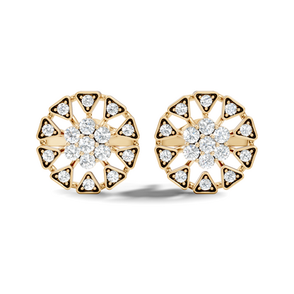 10k Solid Gold Round Shape Diamond Stunning Elegance Vintage Type  Studs Diamond Earrings
