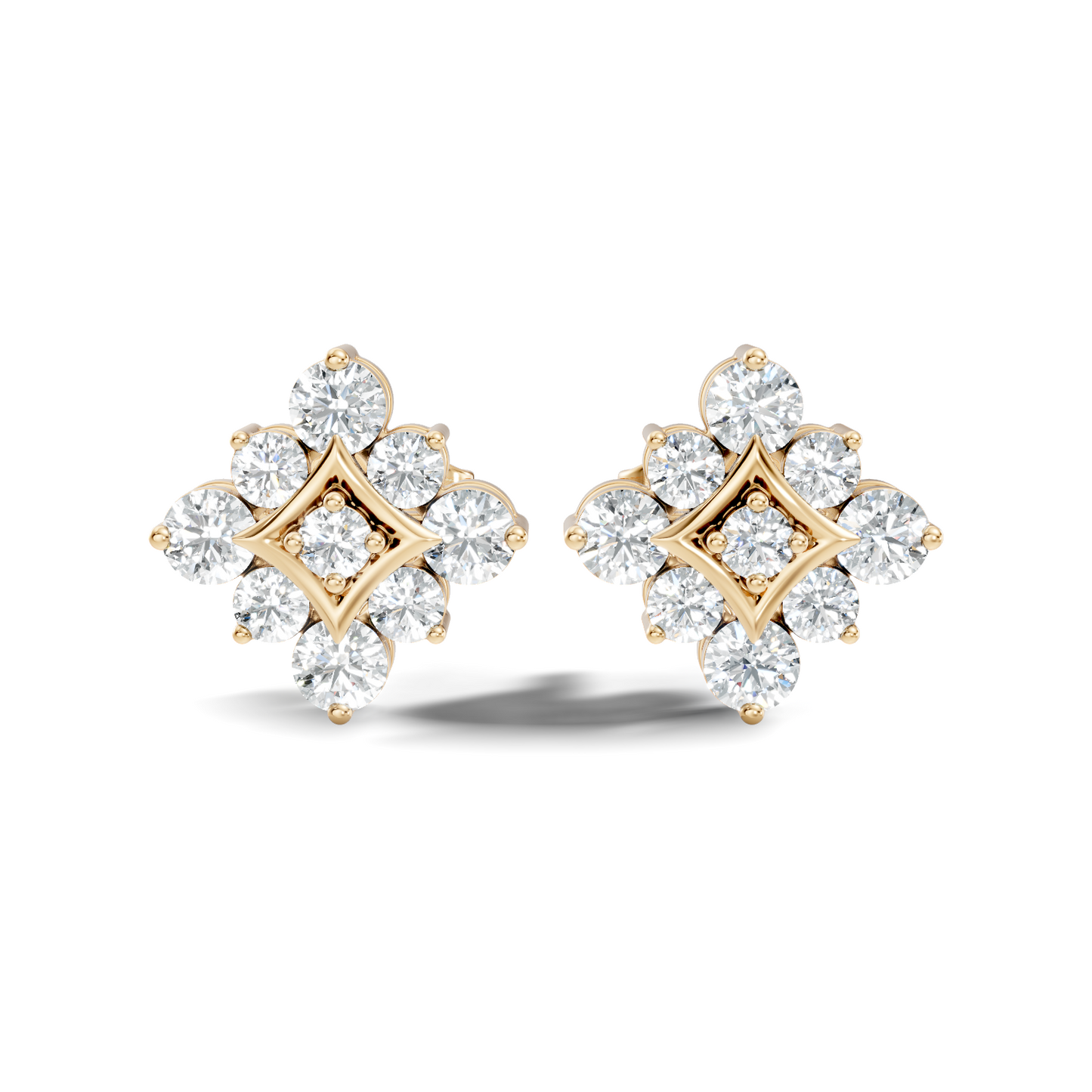 Round Shape Shinning Elegance 18k Solid Rose Gold Lab Grown & Natural Diamond Earrings For Her