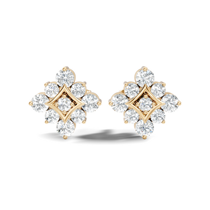 Round Shape Shinning Elegance 18k Solid Rose Gold Lab Grown & Natural Diamond Earrings For Her