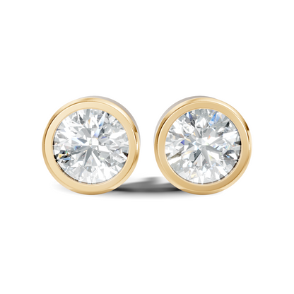 Round Shape Lab Grown Diamond 10k Solid Gold Diamond Earrings For New Party Wear Look For Women