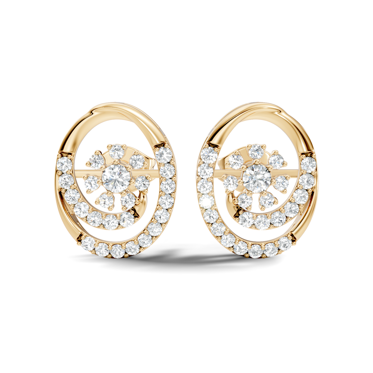 Round Shape Lab Grown- Natural Diamond New Style Elegance Vintage Diamond 14k Solid Gold Earrings For  Daily Wear