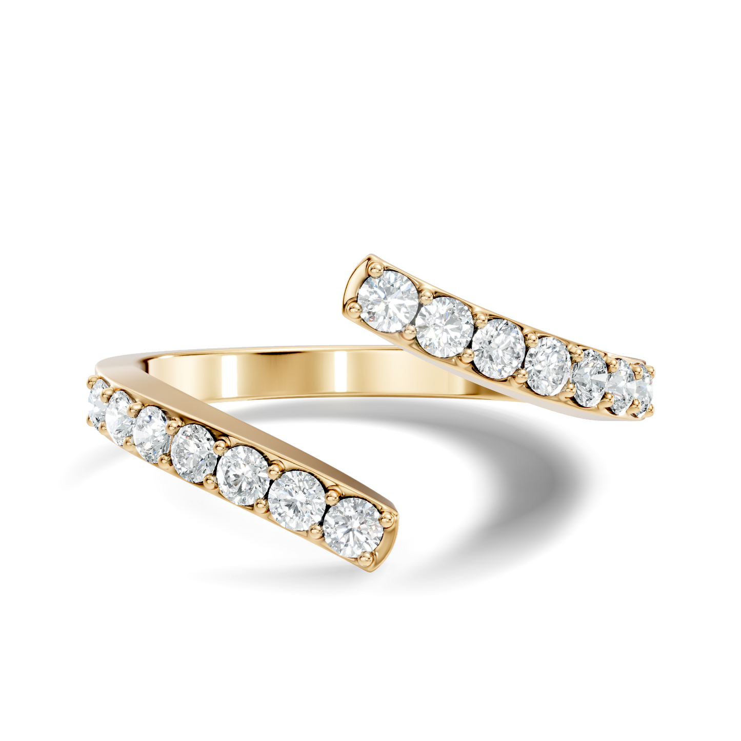 Round Cut White Colorless Lab Grown Diamond Unique Bypass Dainty Party Wear Ring For Women's