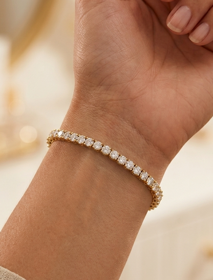 Round Cut Lab Grown Prong Set Tennis Diamond Bracelet