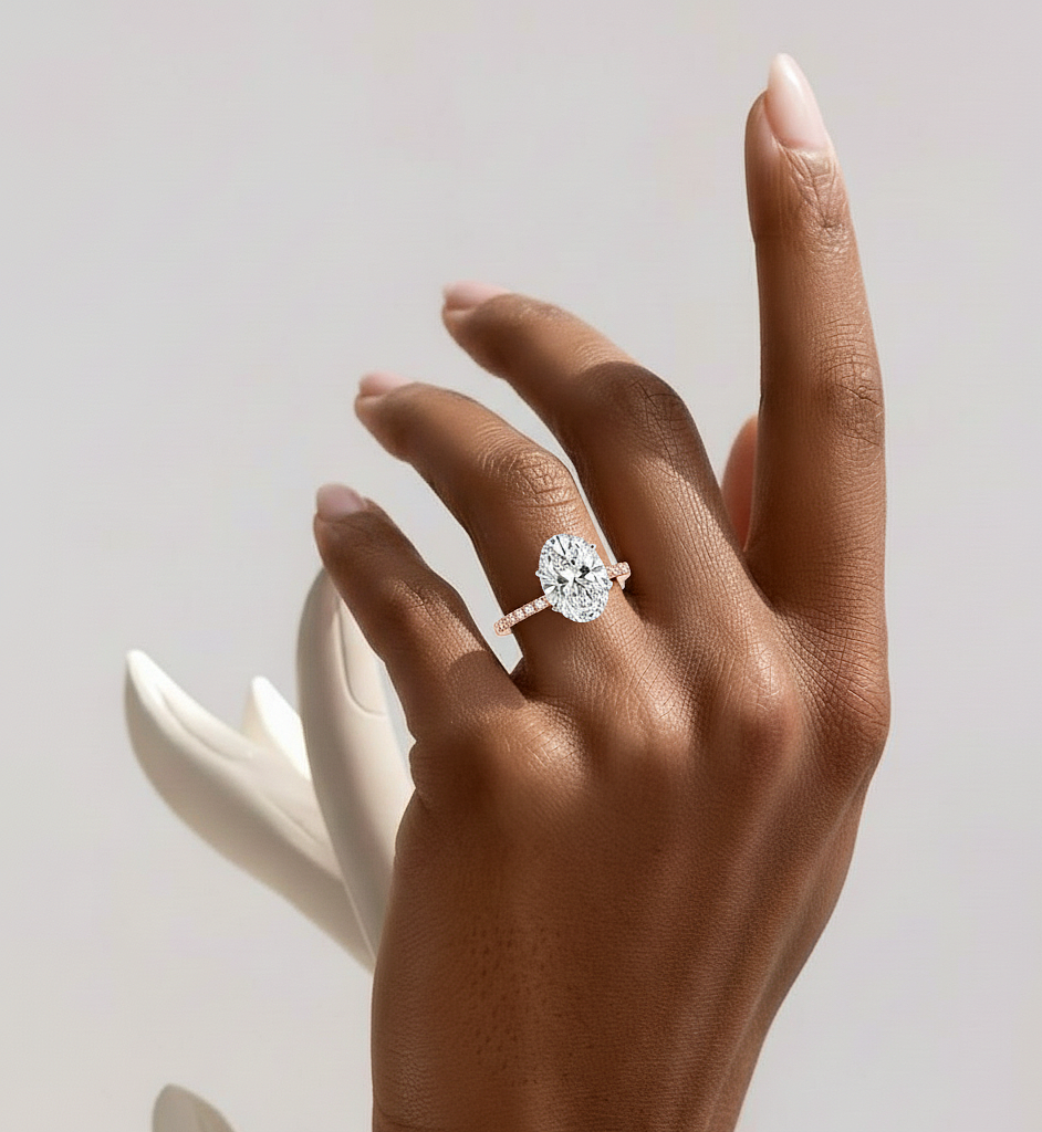 Oval Cut Lab Diamond Solitaire Accent Ring