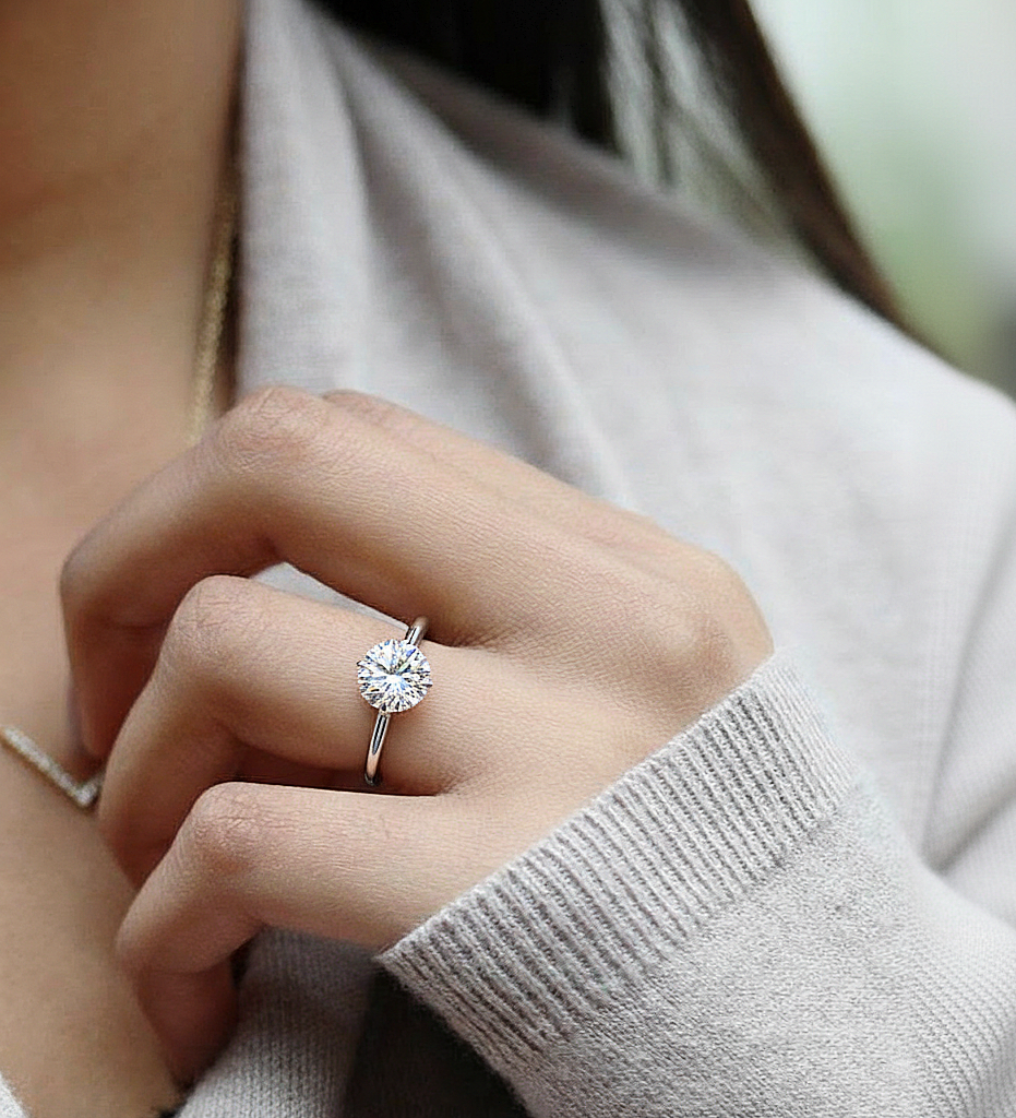 Round Cut Lab Diamond Prong set Solitaire Ring