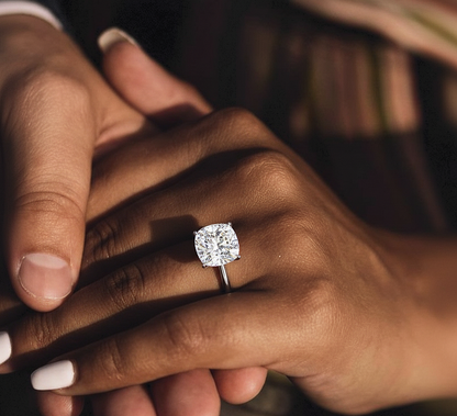 Lab Grown Cushion Cut Diamond Prong set Solitaire Ring