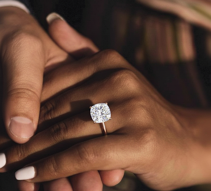 Lab Grown Cushion Cut Diamond Prong set Solitaire Ring