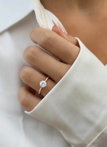 Round Cut Lab Grown Diamond Engagement Ring