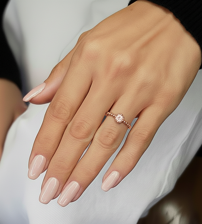 Crushed Round Diamond Solitaire Engagement Ring