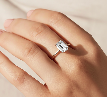 Lab Grown Emerald Cut Diamond Solitaire Ring