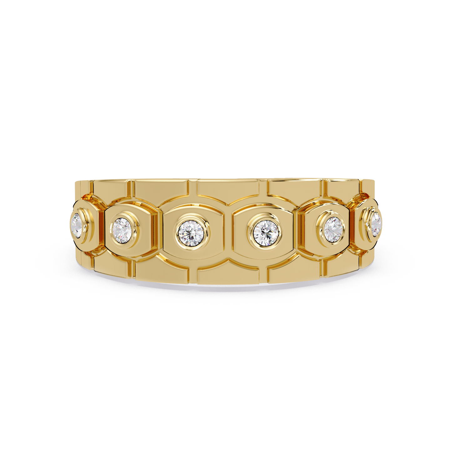 Geometric Bezel Set Lab grown Diamond Band Ring - HIGHCARAT DIAMONDS