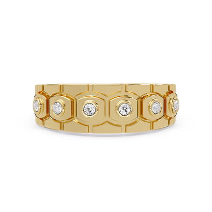 Geometric Bezel Set Lab grown Diamond Band Ring - HIGHCARAT DIAMONDS