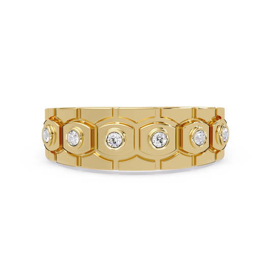 Geometric Bezel Set Lab grown Diamond Band Ring - HIGHCARAT DIAMONDS