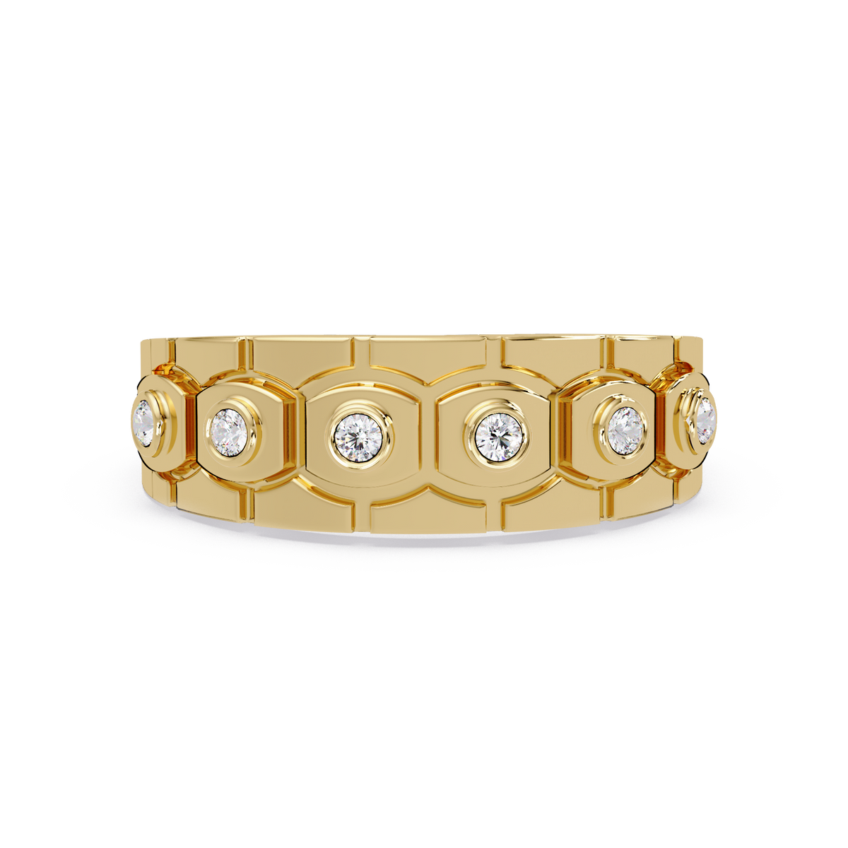 Geometric Bezel Set Lab grown Diamond Band Ring - HIGHCARAT DIAMONDS