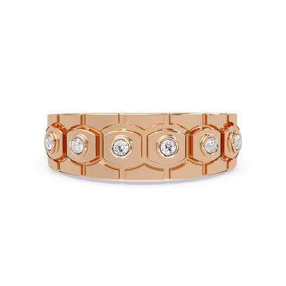 Geometric Bezel Set Lab grown Diamond Band Ring - HIGHCARAT DIAMONDS