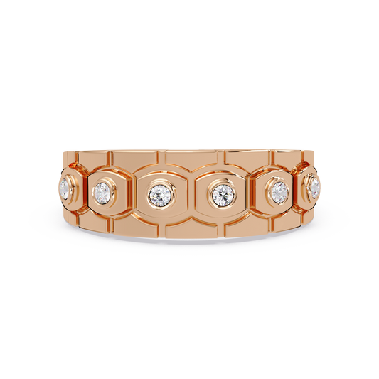 Geometric Bezel Set Lab grown Diamond Band Ring - HIGHCARAT DIAMONDS