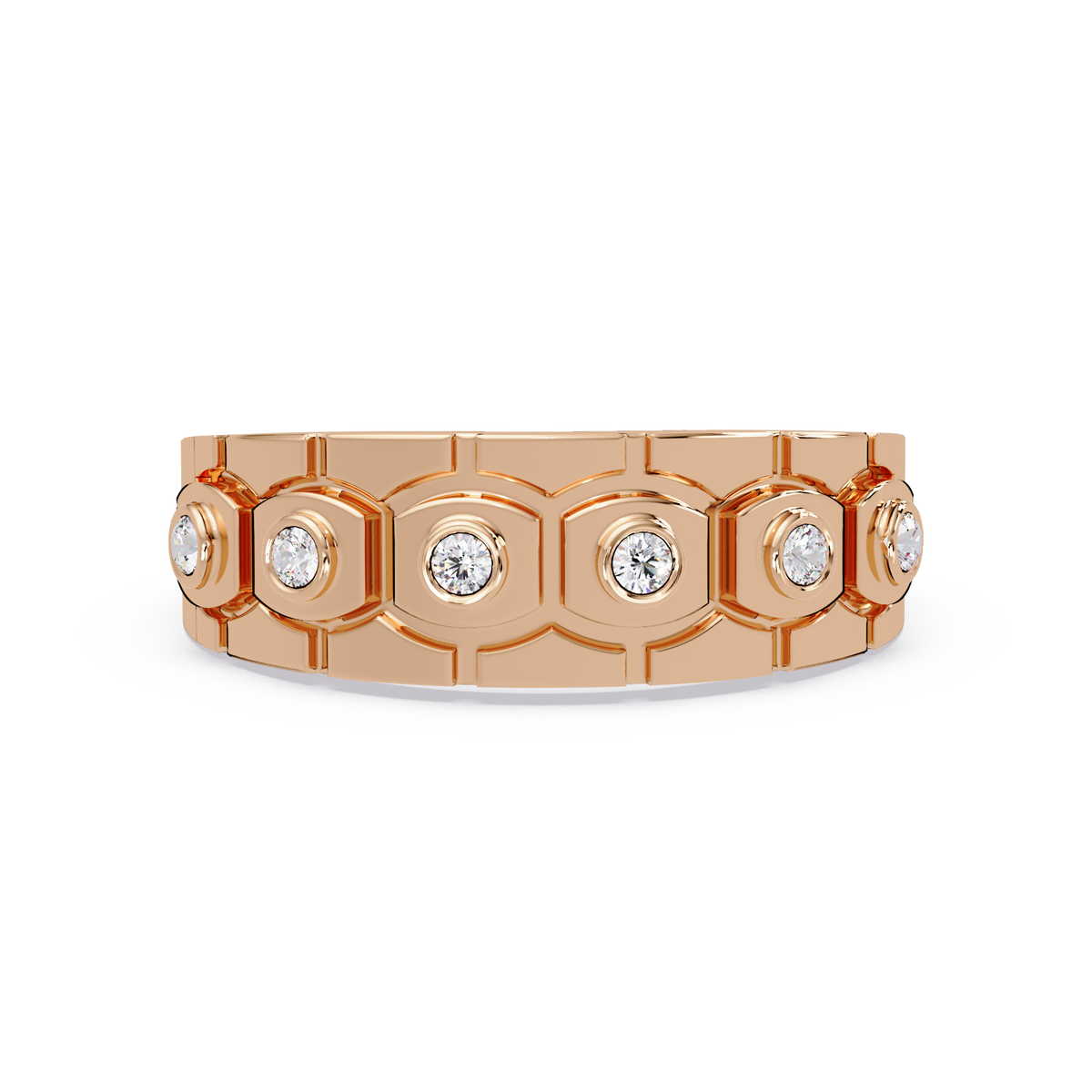 Geometric Bezel Set Lab grown Diamond Band Ring - HIGHCARAT DIAMONDS
