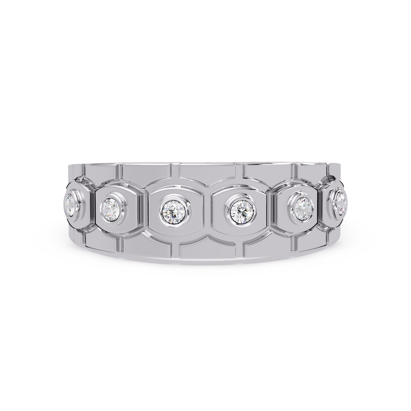 Geometric Bezel Set Lab grown Diamond Band Ring - HIGHCARAT DIAMONDS