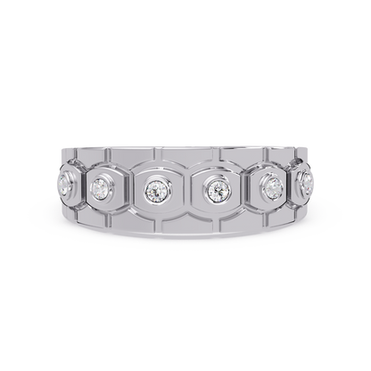 Geometric Bezel Set Lab grown Diamond Band Ring - HIGHCARAT DIAMONDS