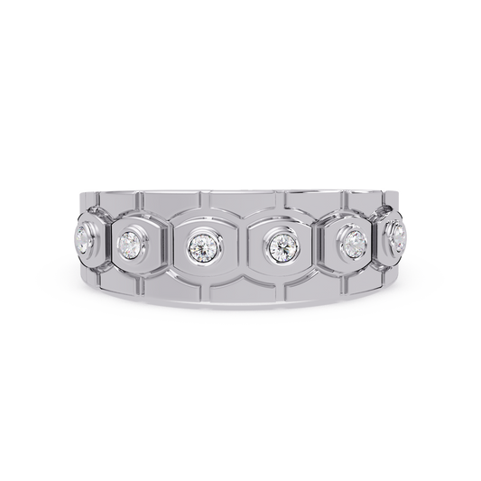 Geometric Bezel Set Lab grown Diamond Band Ring - HIGHCARAT DIAMONDS