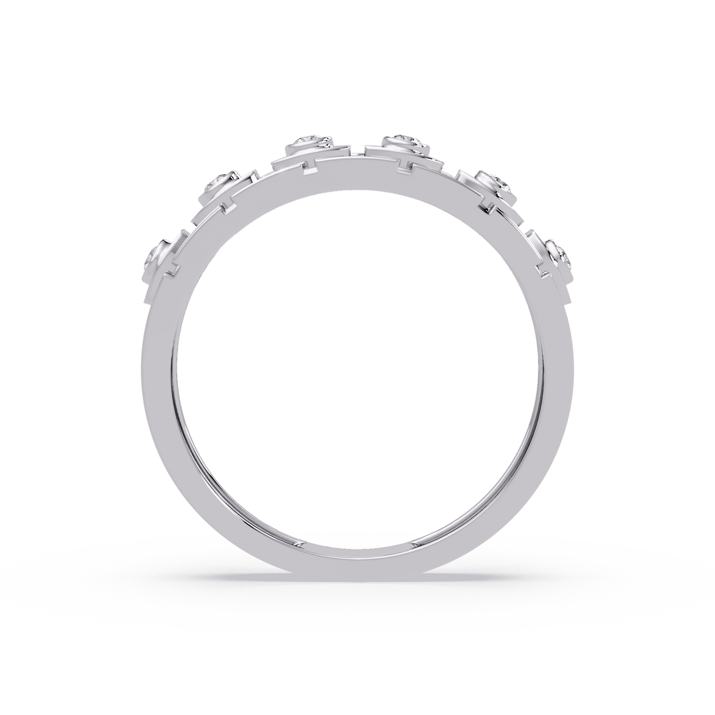 Geometric Bezel Set Lab grown Diamond Band Ring - HIGHCARAT DIAMONDS