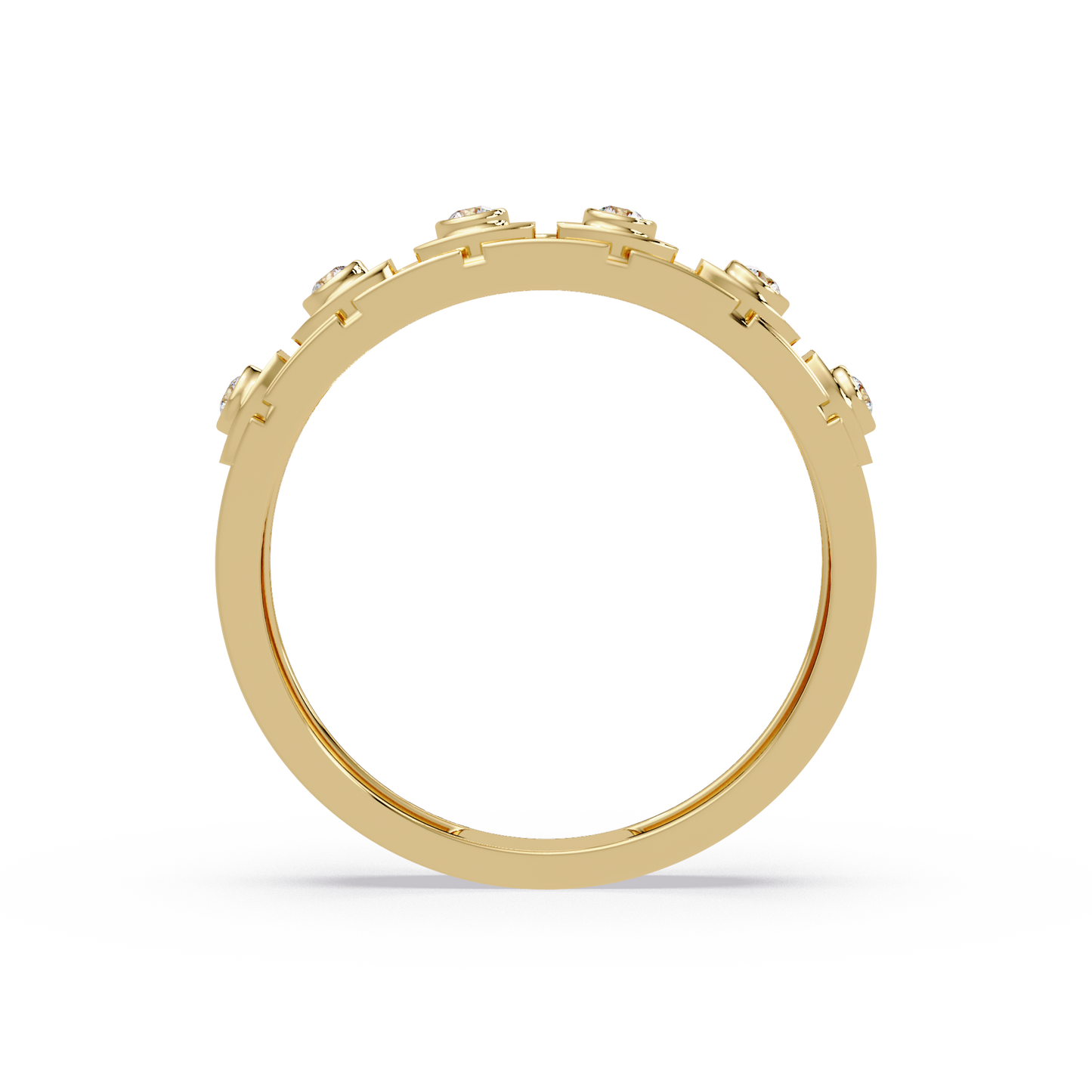 Geometric Bezel Set Lab grown Diamond Band Ring - HIGHCARAT DIAMONDS