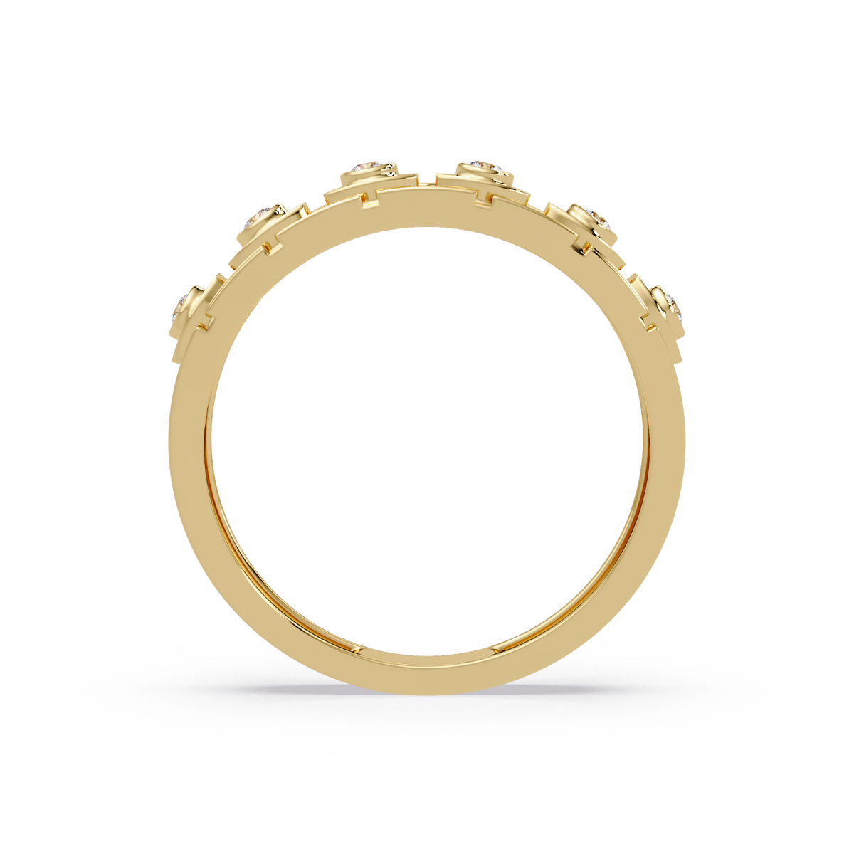 Geometric Bezel Set Lab grown Diamond Band Ring - HIGHCARAT DIAMONDS
