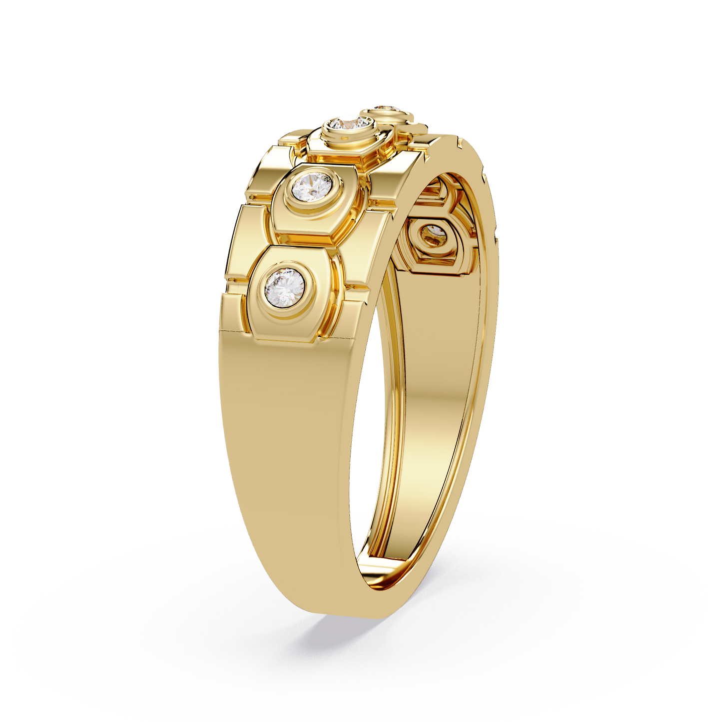 Geometric Bezel Set Lab grown Diamond Band Ring - HIGHCARAT DIAMONDS
