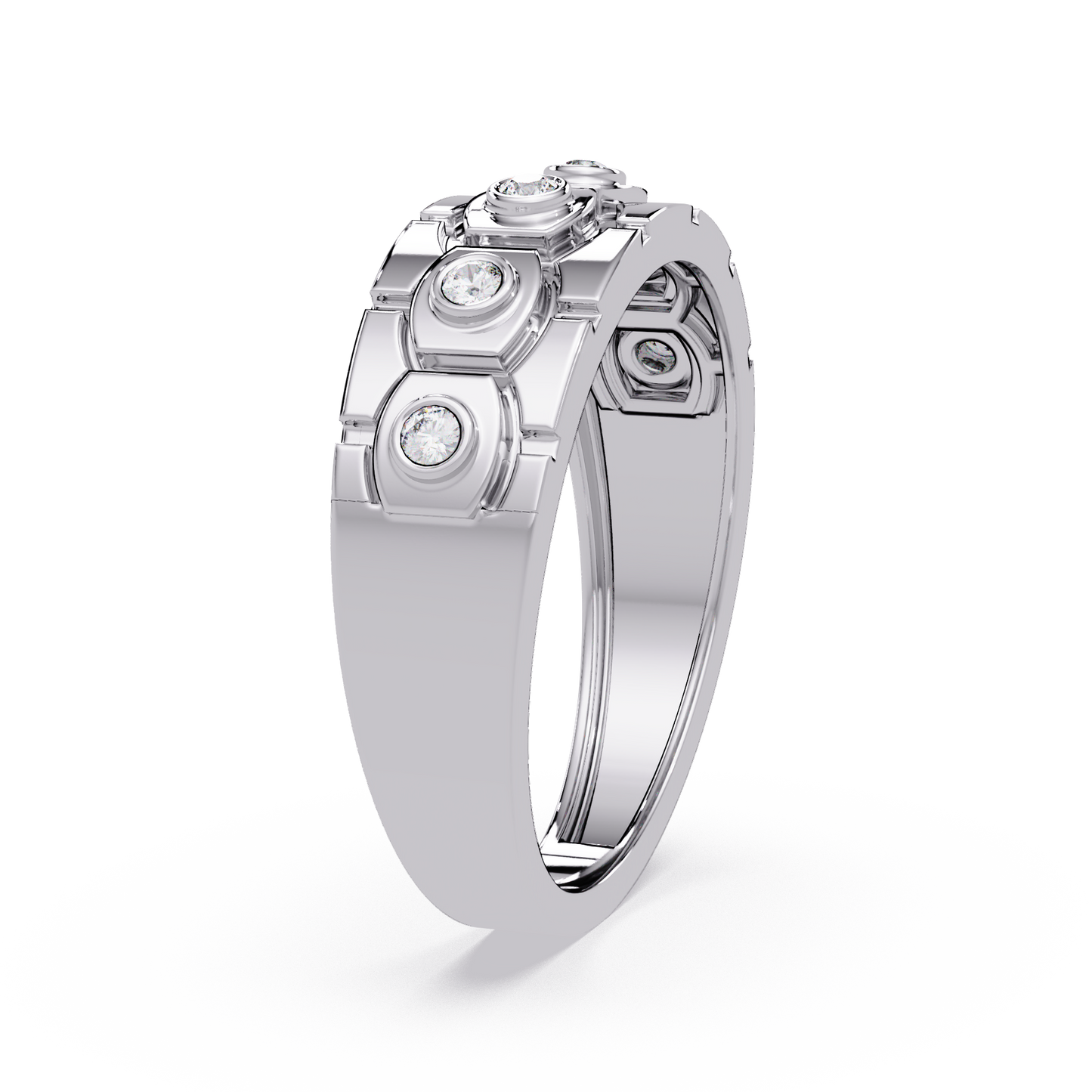 Geometric Bezel Set Lab grown Diamond Band Ring - HIGHCARAT DIAMONDS