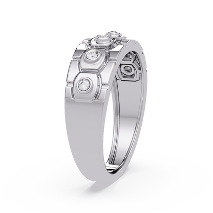 Geometric Bezel Set Lab grown Diamond Band Ring - HIGHCARAT DIAMONDS