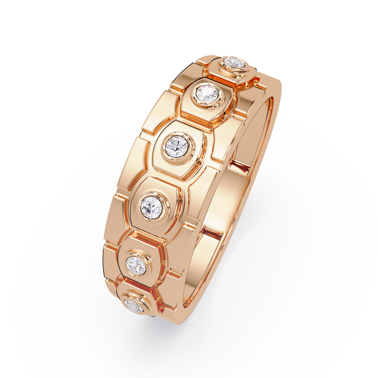 Geometric Bezel Set Lab grown Diamond Band Ring - HIGHCARAT DIAMONDS