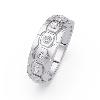 Geometric Bezel Set Lab grown Diamond Band Ring - HIGHCARAT DIAMONDS