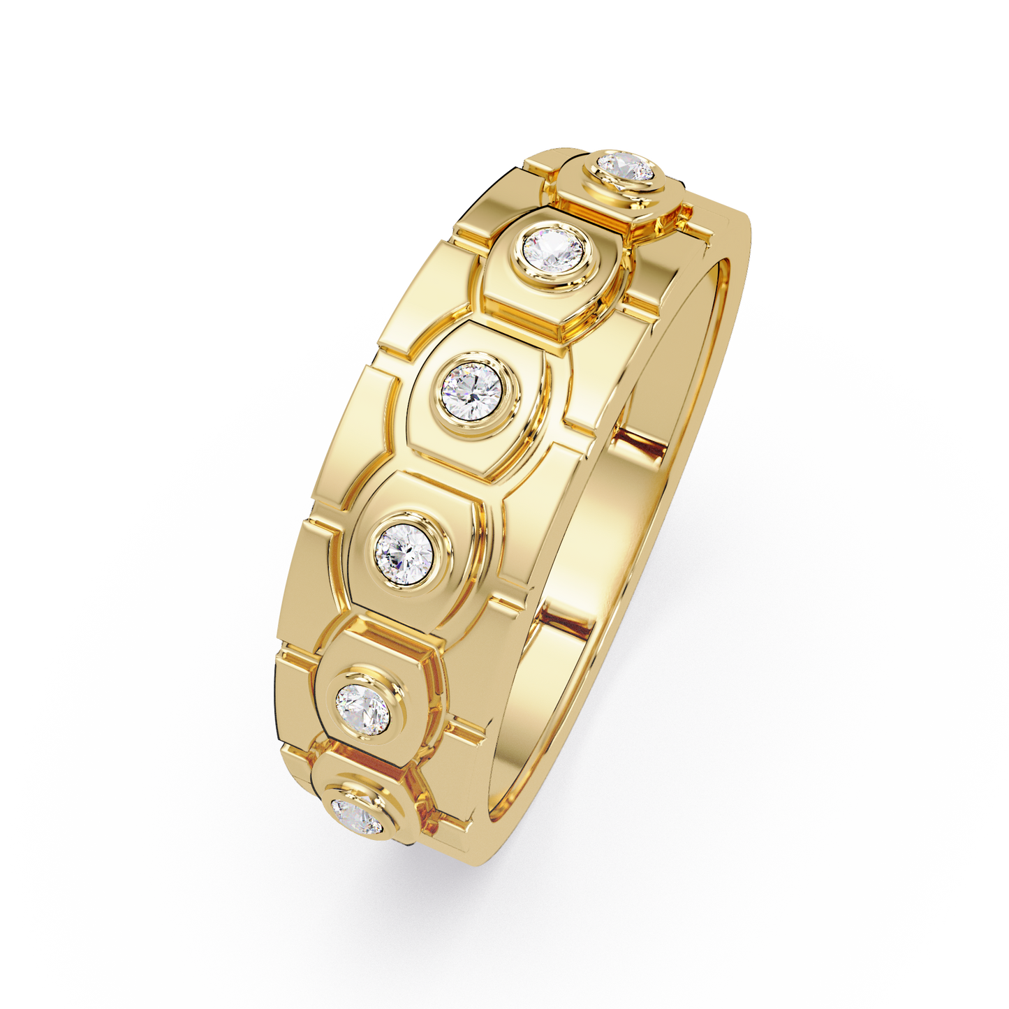Geometric Bezel Set Lab grown Diamond Band Ring - HIGHCARAT DIAMONDS