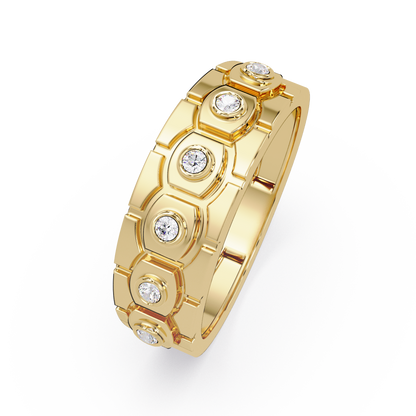 Geometric Bezel Set Lab grown Diamond Band Ring - HIGHCARAT DIAMONDS