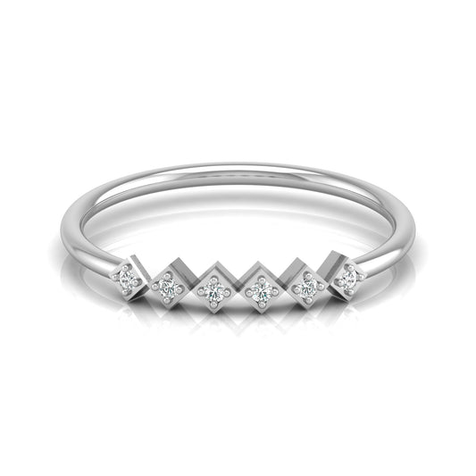 Geometric Diamond Band Ring For Women's Modern Square-Set Round Diamond Ring In 14K Solid Gold - HIGHCARAT DIAMONDS