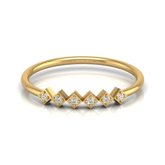 Geometric Diamond Band Ring For Women's Modern Square-Set Round Diamond Ring In 14K Solid Gold - HIGHCARAT DIAMONDS