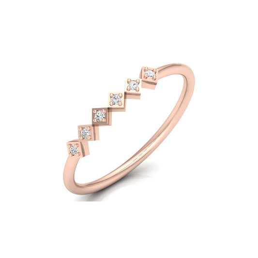 Geometric Diamond Band Ring For Women's Modern Square-Set Round Diamond Ring In 14K Solid Gold - HIGHCARAT DIAMONDS