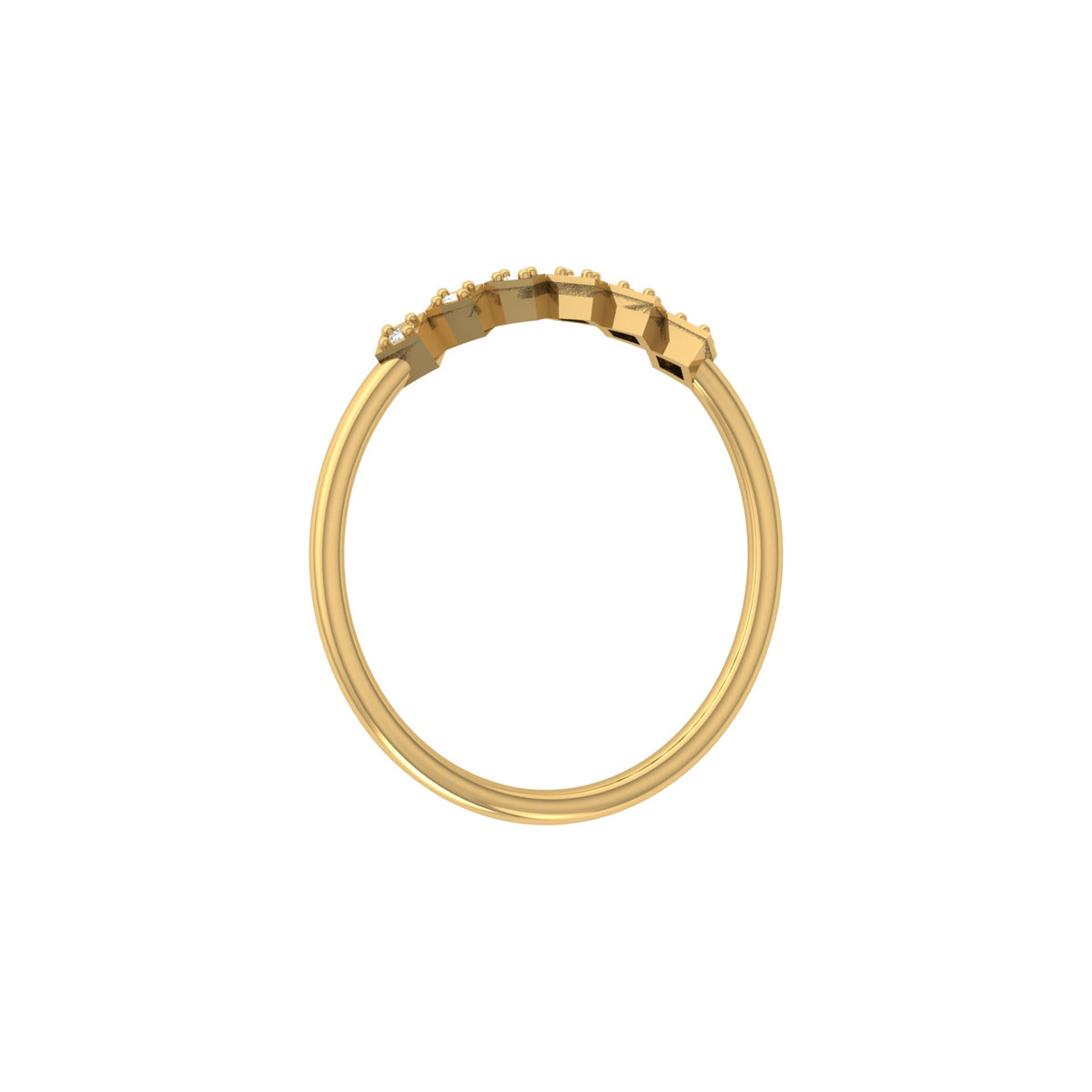 Geometric Diamond Band Ring For Women's Modern Square-Set Round Diamond Ring In 14K Solid Gold - HIGHCARAT DIAMONDS