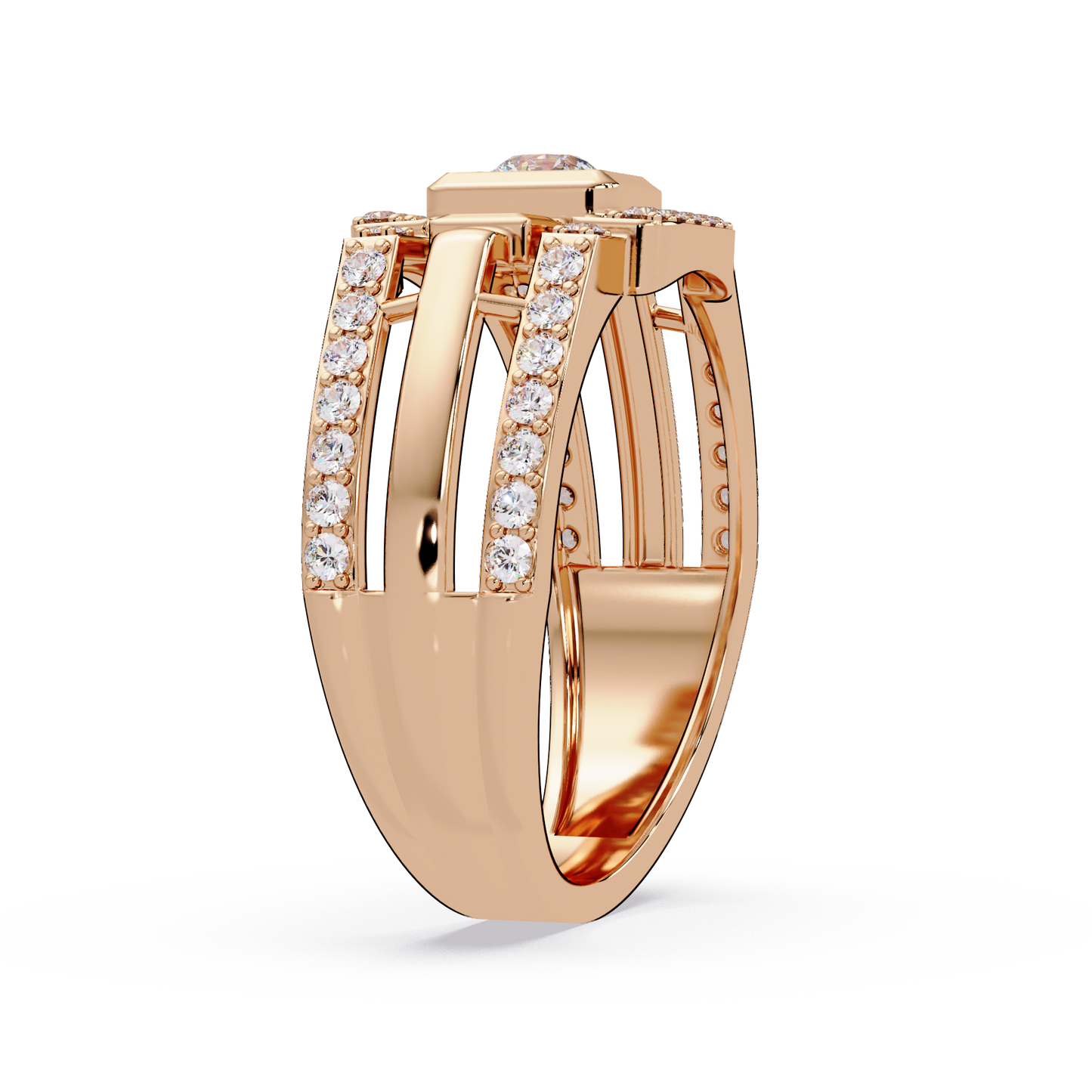 Geometric Lab Grown Diamond Open Band Men's Ring - HIGHCARAT DIAMONDS