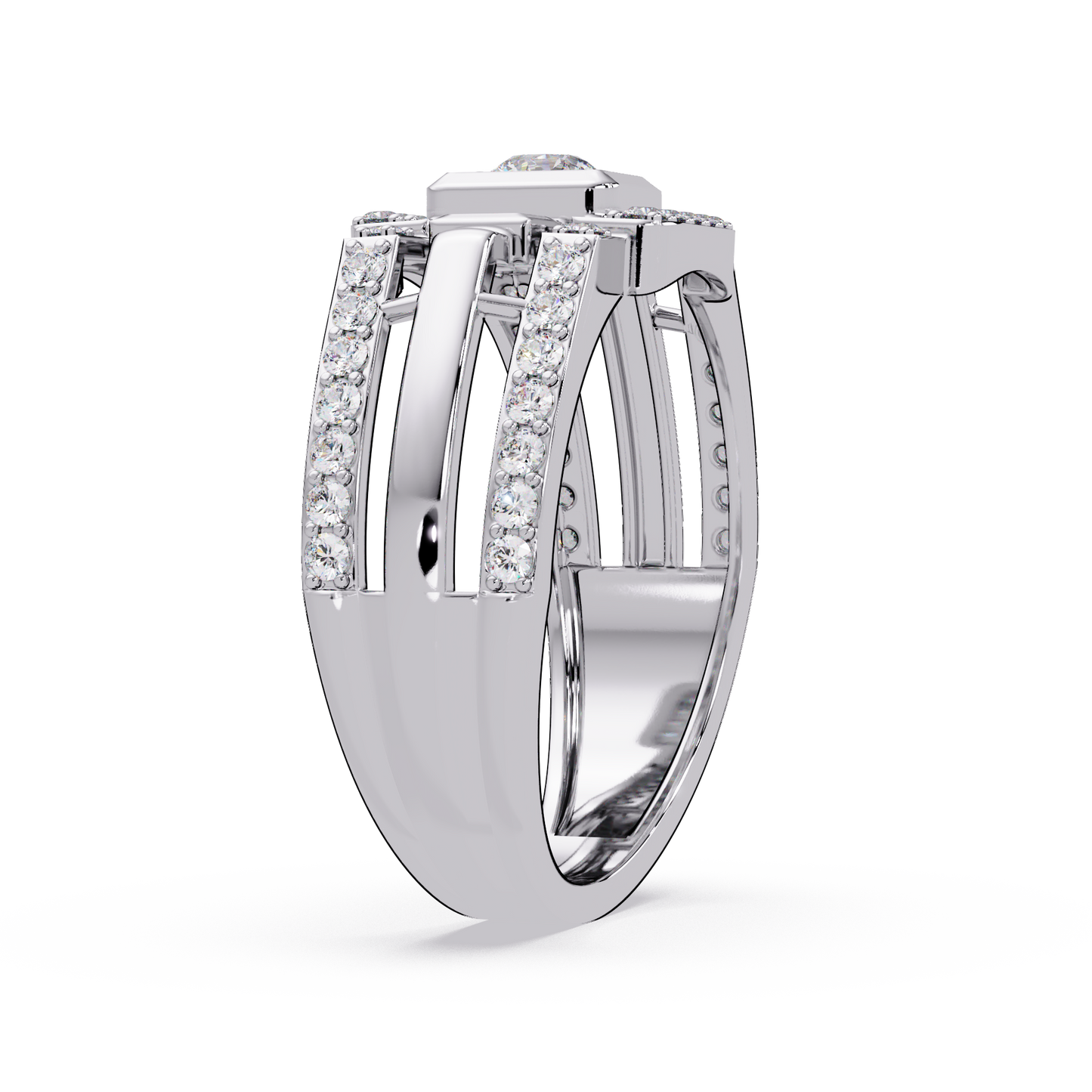 Geometric Lab Grown Diamond Open Band Men's Ring - HIGHCARAT DIAMONDS