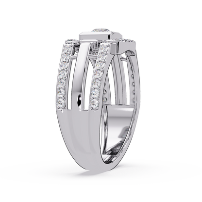 Geometric Lab Grown Diamond Open Band Men's Ring - HIGHCARAT DIAMONDS