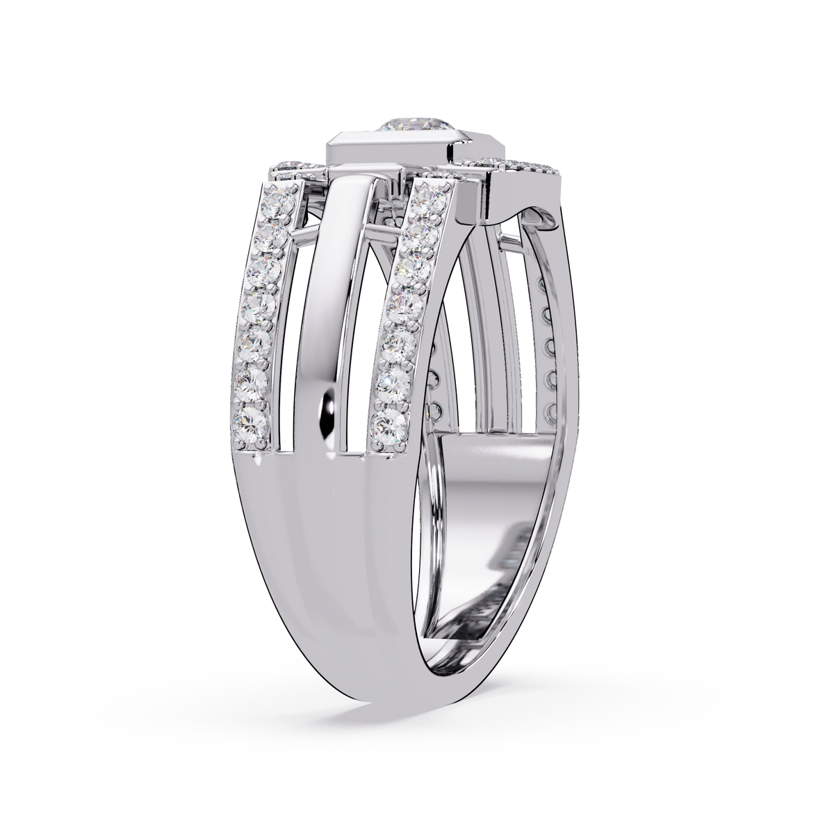 Geometric Lab Grown Diamond Open Band Men's Ring - HIGHCARAT DIAMONDS