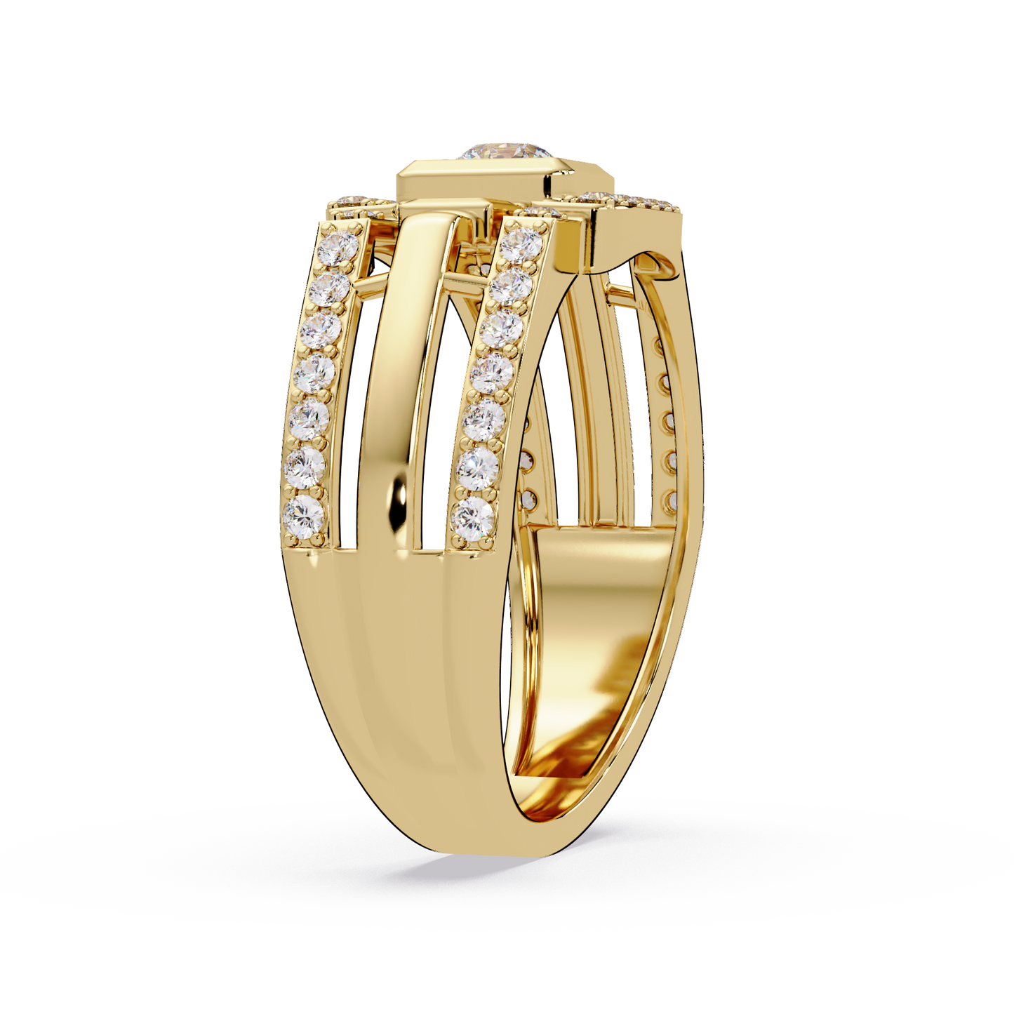 Geometric Lab Grown Diamond Open Band Men's Ring - HIGHCARAT DIAMONDS